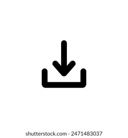 Download icon, sign or button. Download line icon in black, isolated on white background. Flat design. Download from the internet.