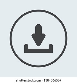 Download icon silver in circle . Vector illustration