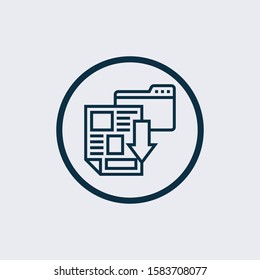 Download Icon. Simple Flat Symbol In Circle. Vector Illustrated Sign