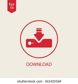 Download Icon. Simple Flat Symbol In Circle. Vector Illustrated Sign