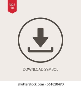 Download Icon. Simple Flat Symbol In Circle. Vector Illustrated Sign