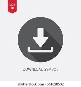 Download Icon. Simple Flat Symbol In Circle. Vector Illustrated Sign