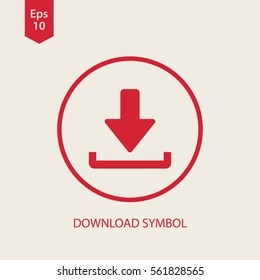 Download Icon. Simple Flat Symbol In Circle. Vector Illustrated Sign