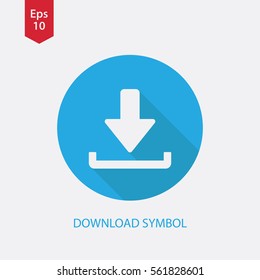 Download Icon. Simple Flat Symbol In Circle. Vector Illustrated Sign