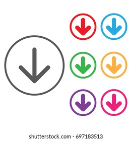 Download Icon. Simple Flat Symbol In Circle. Vector Illustrated Sign