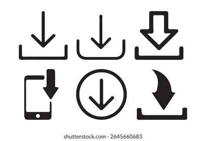 Ícone Download. Ícone de download de software. Ícone de download e upload definido. símbolo de setas, ilustração vetorial eps 10