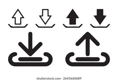 Ícone Download. Ícone de download de software. Ícone de download e upload definido. símbolo de setas, ilustração vetorial eps 10