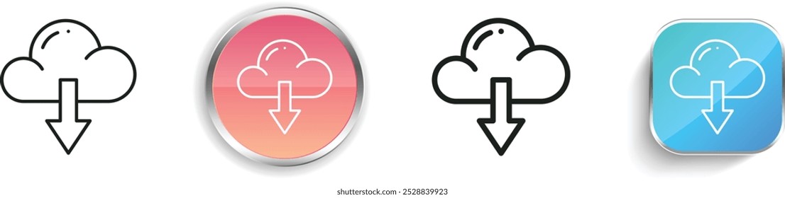 download icon. Thin Linear, Regular and Button Style Design Isolated On White Background