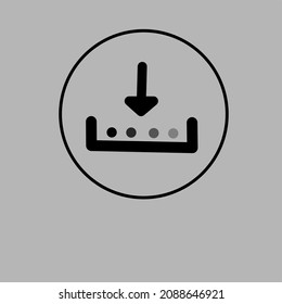 Download icon. Upload button. Black circle button with icon. vector