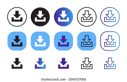 Icono de descarga. botón Cargar. elemento web aislado del vector de línea plana