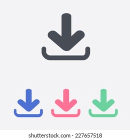 Download icon. Upload button.  Flat style.