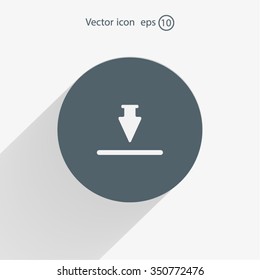 Download icon. Upload button. Flat style.