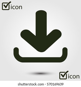 Download icon. Upload button.  Flat design style.