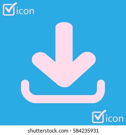 Download icon. Upload button.  Flat design style.
