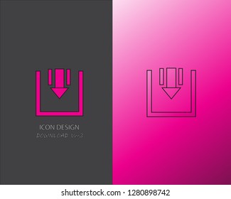 Download icon. Upload button. Load symbol. Round button. Vector. Arrow point to down version 3