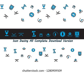Download icon. Upload button. Load symbol. Round button. Vector. Arrow point to down version download complete