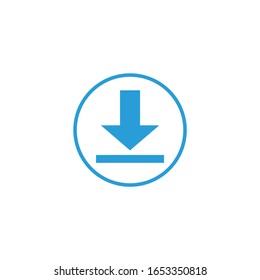 Download icon. Upload button. Load symbol. Round button. Vector. Arrow point to down. Stock Vector illustration isolated on white background.