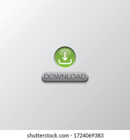 Download icon. Upload button. Load symbol. Round button. Vector. Arrow point to down