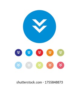 Download icon. Upload button. Load symbol. Round colourful 11 buttons. Vector
