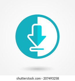 Download icon. Upload button. Load symbol. Round button. Vector 