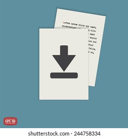 Download icon. Upload button. Load symbol. Flat design style. Made vector illustration