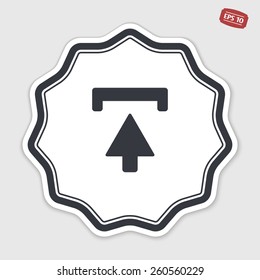 Download icon. Upload button. Load symbol. Flat design style. Made vector illustration. Emblem or label with shadow.