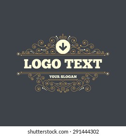 Download icon. Upload button. Load symbol. Flourishes calligraphic ornament. Vector