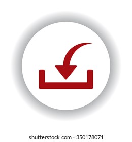 Download icon. Upload button, red isolated white background