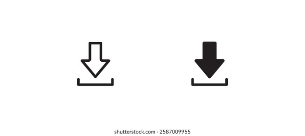 Download icon Upload . Load line and flat icons set, editable stroke isolated on white, linear vector outline illustration, symbol logo design style