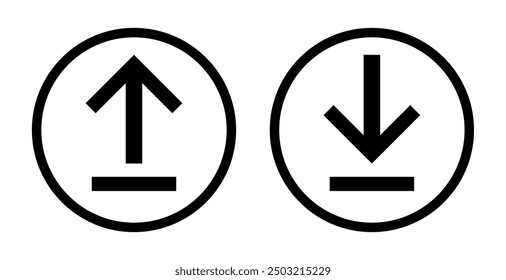 Download icon and upload icon vector illustration on white background, download sign, upload sign, Set of download icons as template for design of web. symbol for upload and download. loading , add.