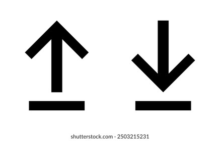 Download icon and upload icon vector illustration on white background, download sign, upload sign, Set of download icons as template for design of web. symbol for upload and download. loading , add.