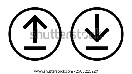 Download icon and upload icon vector illustration on white background, download sign, upload sign, Set of download icons as template for design of web. symbol for upload and download. loading , add.