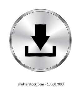 Download Icon - Vector Brushed Metal Button