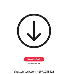Download icon vector. Down arrow sign
