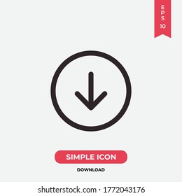Download icon vector. Down sign