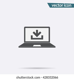 Download icon vector. Flat downgrade symbol isolated on white background. Trendy internet concept. Modern sign for web site button, mobile app, ui design. Logo illustration.