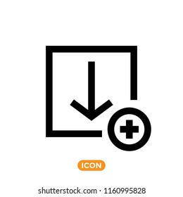 Download icon vector in flat line style. Arrow