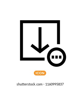 Download icon vector in flat line style. Arrow