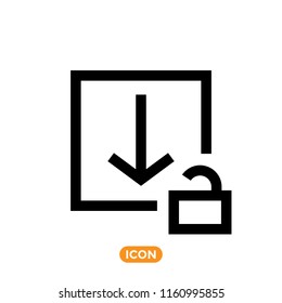 Download icon vector in flat line style. Arrow