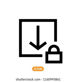 Download icon vector in flat line style. Arrow