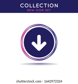 Download icon. Vector illustration with arrow down sign.
