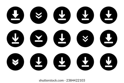Download icon vector illustration in black circle