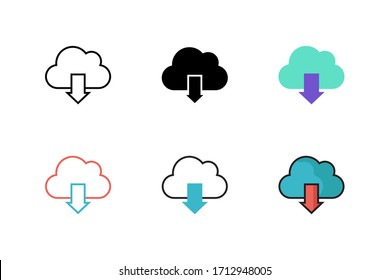 Download icon vector illustration with different style design. isolated on white background