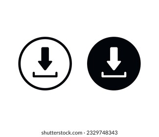 Download icon vector illustration, flat icon, black and white.