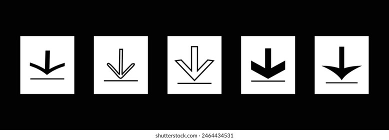 Download icon vector illustration, flat icon, black and white. 5set black download icon.