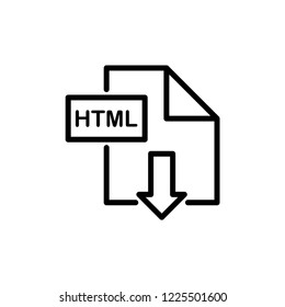 Download icon vector illustration on white background. HTML sign.