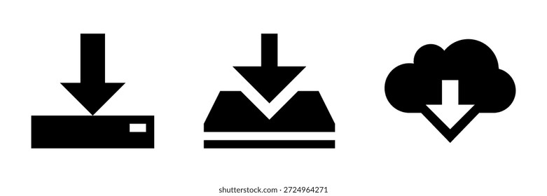 Icono de Descarga Ilustración vectorial sobre fondo blanco. icono de Descarga blanco. conjunto de iconos.