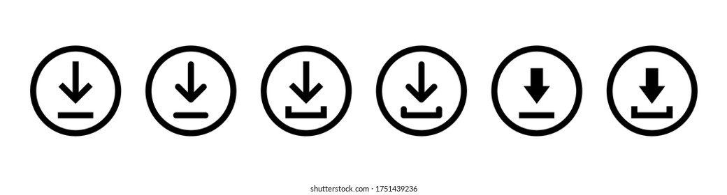 Download icon. Vector isolated elements. Black vector download web sign. Technology concept. Vector black isolated arrows. EPS 10