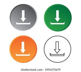 Download icon. Download vector icon. Save to computer symbol, Solid and line icons set for upload option. Arrow down button, save from internet buttons for browser or app.