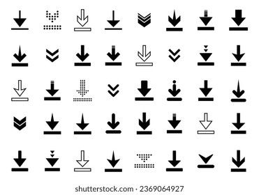 Download icon vector set collection. Broswer downloading sign symbol isolated on white background